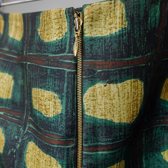 Rochas Green Tile Print Skirt - Picture 6 of 9